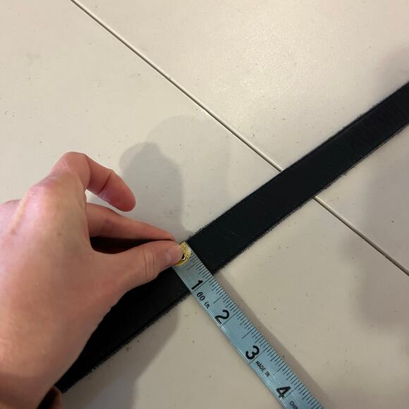 Vintage 90s USA Made Blue Black Genuine Leather Double Gold Buckle Belt Size XL - Picture 9 of 12